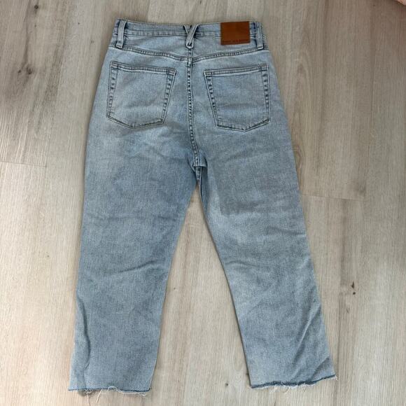 Point Sur J. Crew High Rise Slim Boy Jeans Distressed Patched Cropped Size 27 - Picture 4 of 10